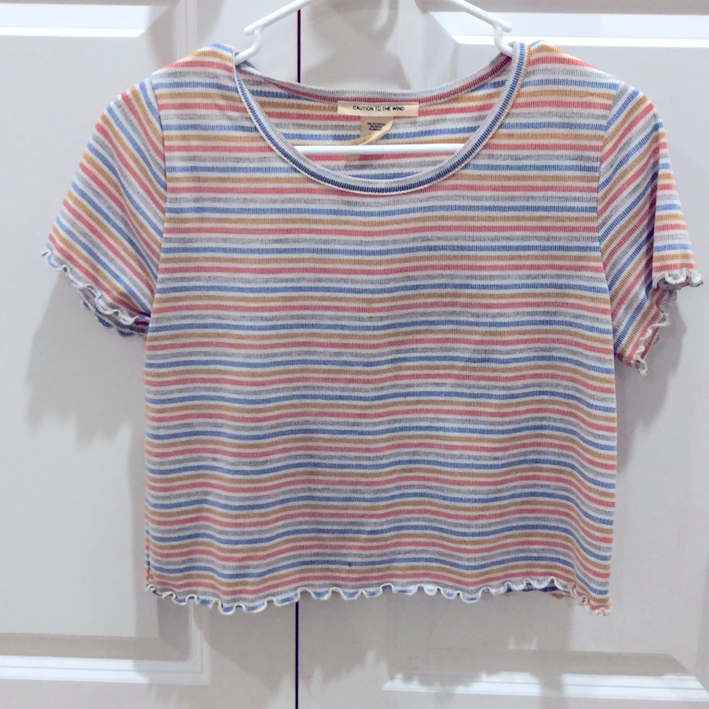 Short Sleeve Medium Multicolor Croptop